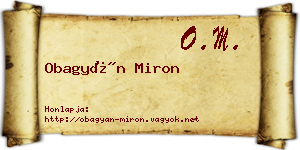 Obagyán Miron névjegykártya